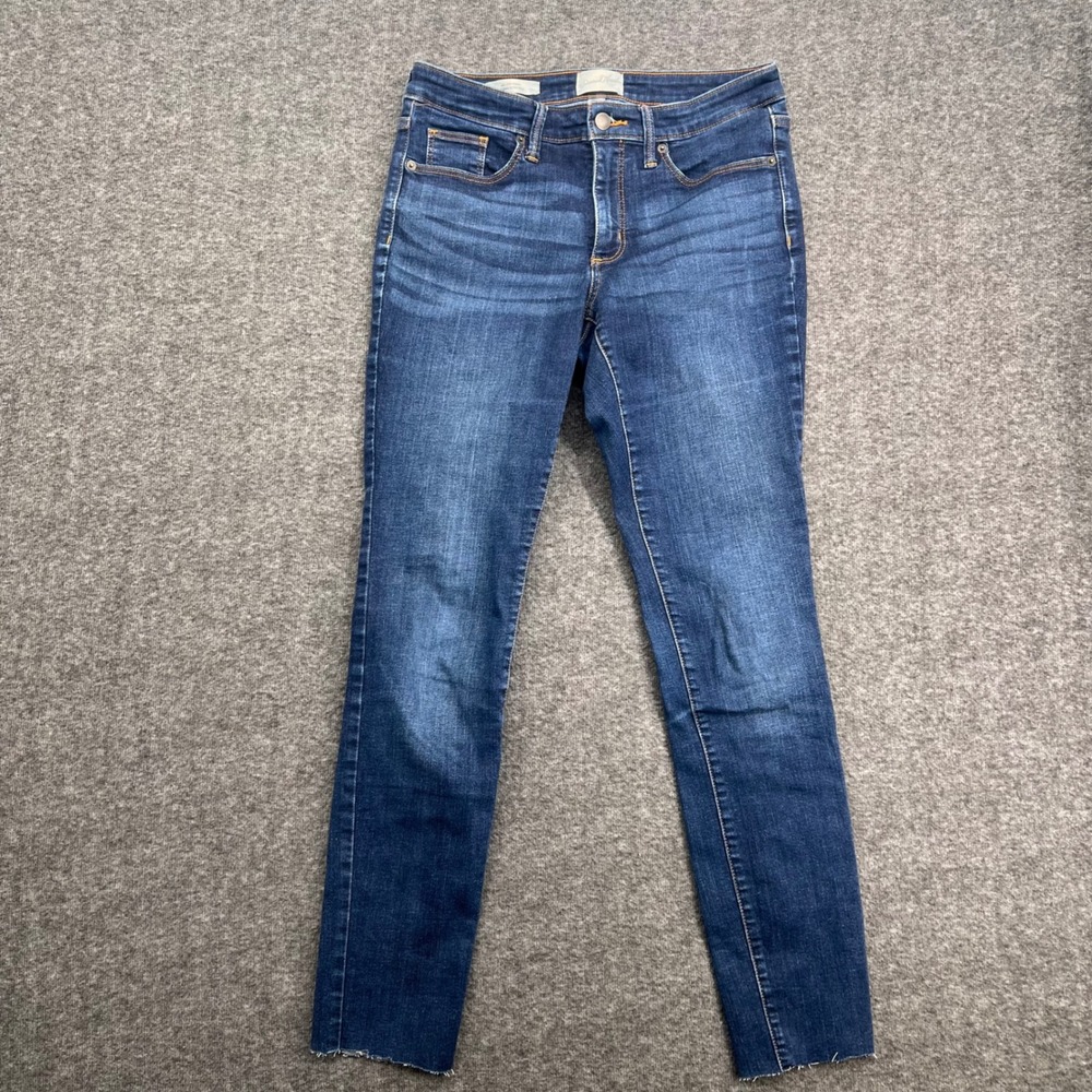 Universal Thread Womens Mid Rise Skinny Jeans Dark Wash Raw Hem Blue 8/29L